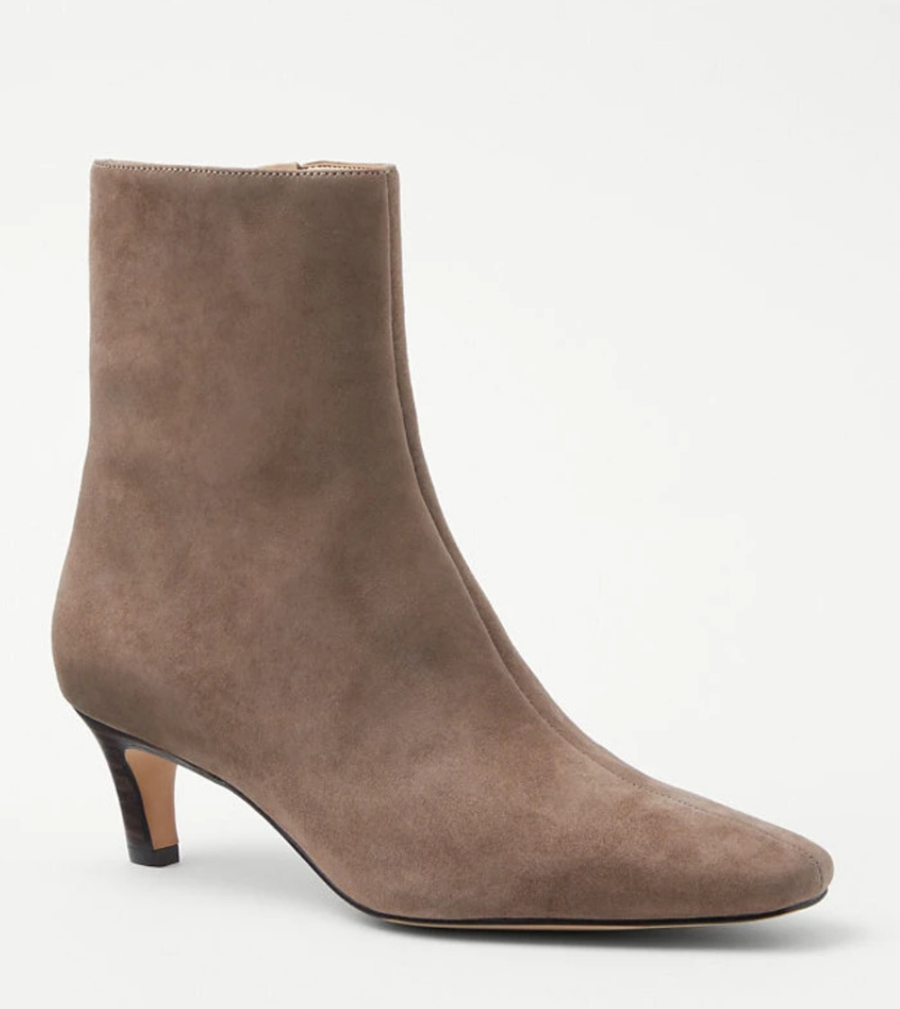 NEW ANN TAYLOR PINE BARK BROWN SKINNY HEELED SUEDE BOOTIE BOOTS SIZE 11